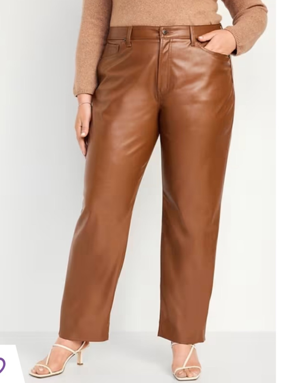 Old Navy High-Waisted OG Loose Faux-Leather Pants Brown Size 14 new with tags
